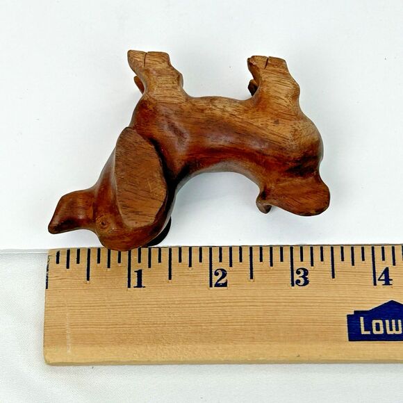Vintage Hand Carved Wooden Dachshund Figurine Collectible Friendly Looking Up - Picture 10 of 11